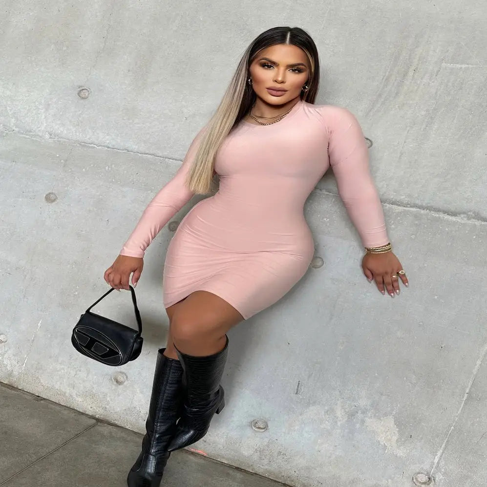 Vestido curto manga longa