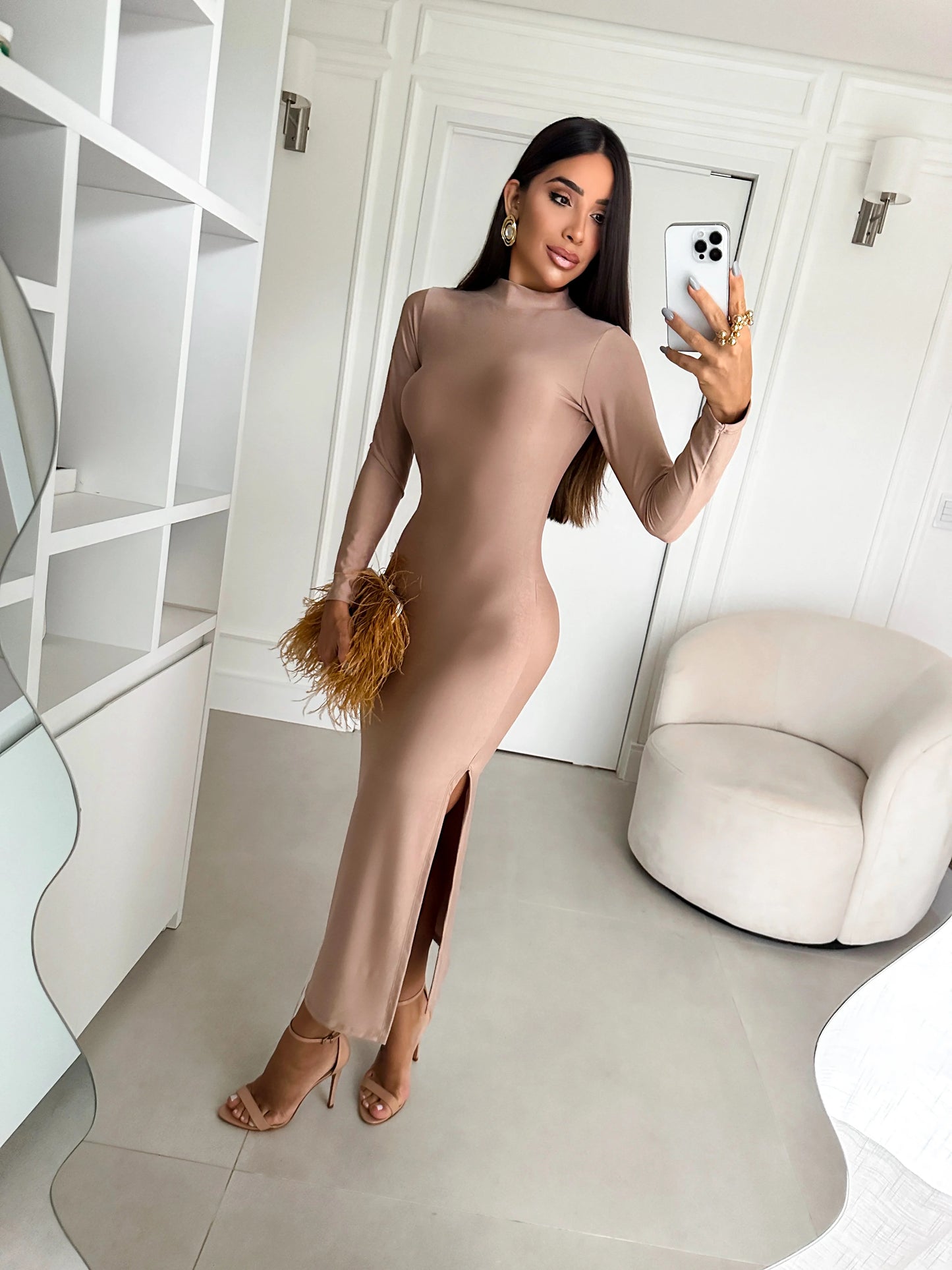 Vestido básico tubinho manga longa