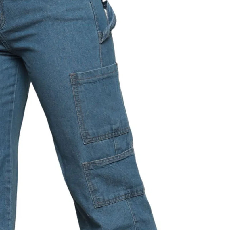 Calça jeans cargo feminina