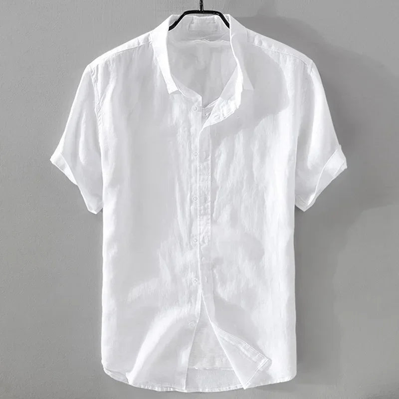 Camisa casual de linho masculina 3