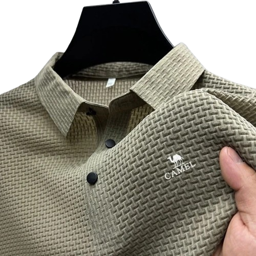 Polo camel bordada