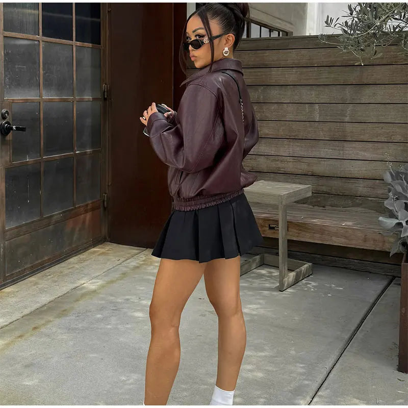 Jaqueta de couro vintage feminina