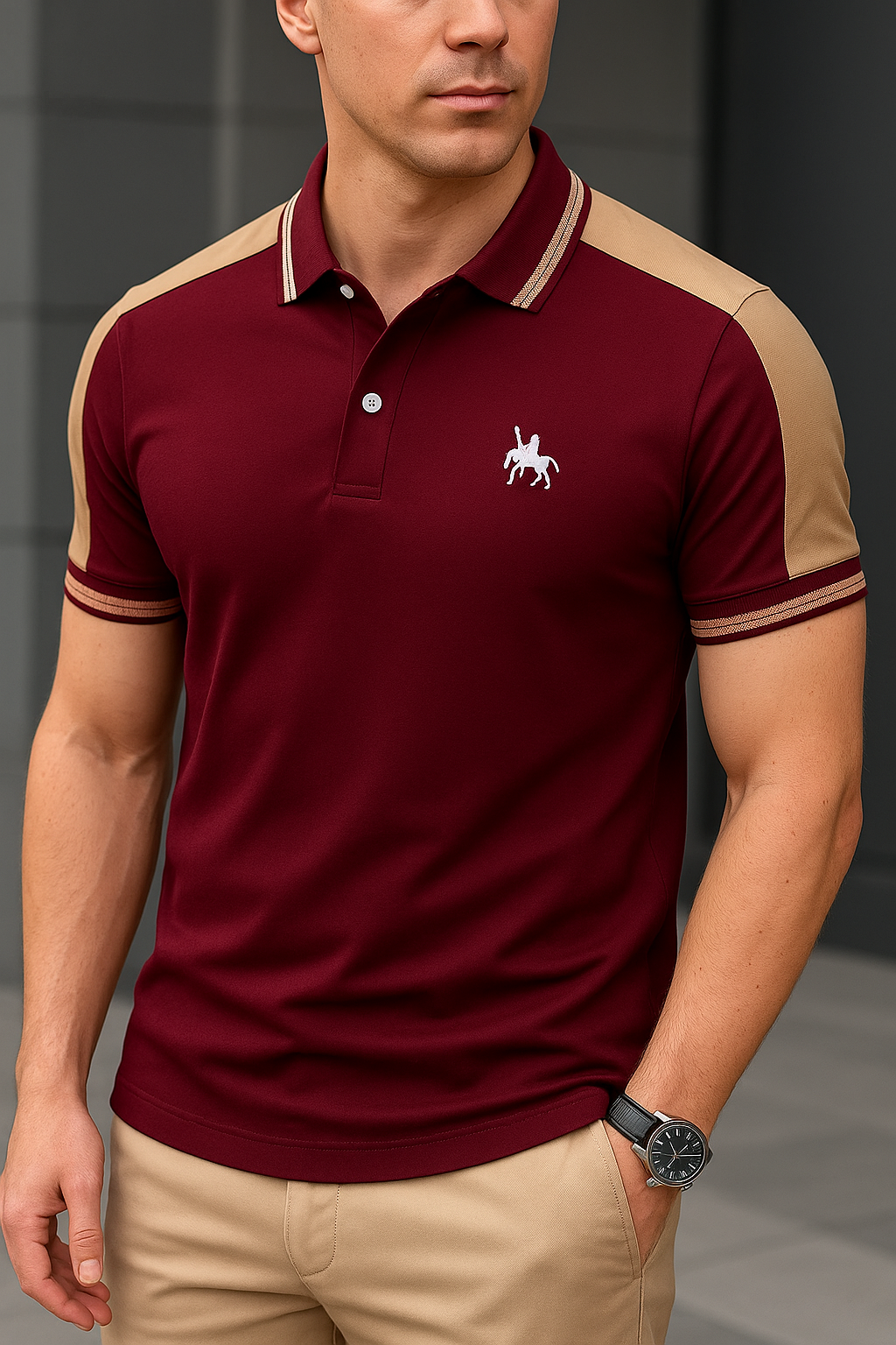 Polo masculina clássica estampada