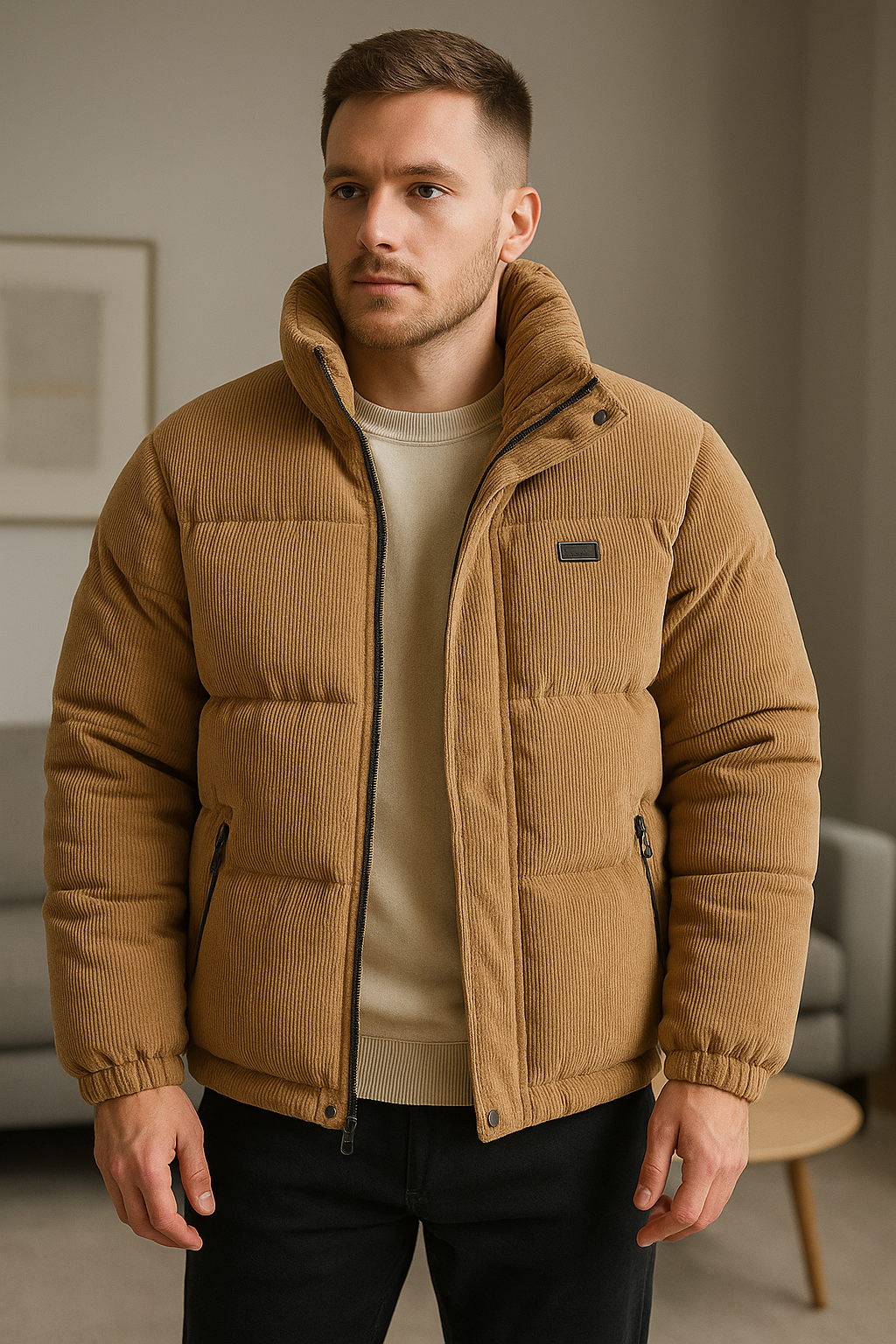 Jaqueta de veludo cotelê masculina