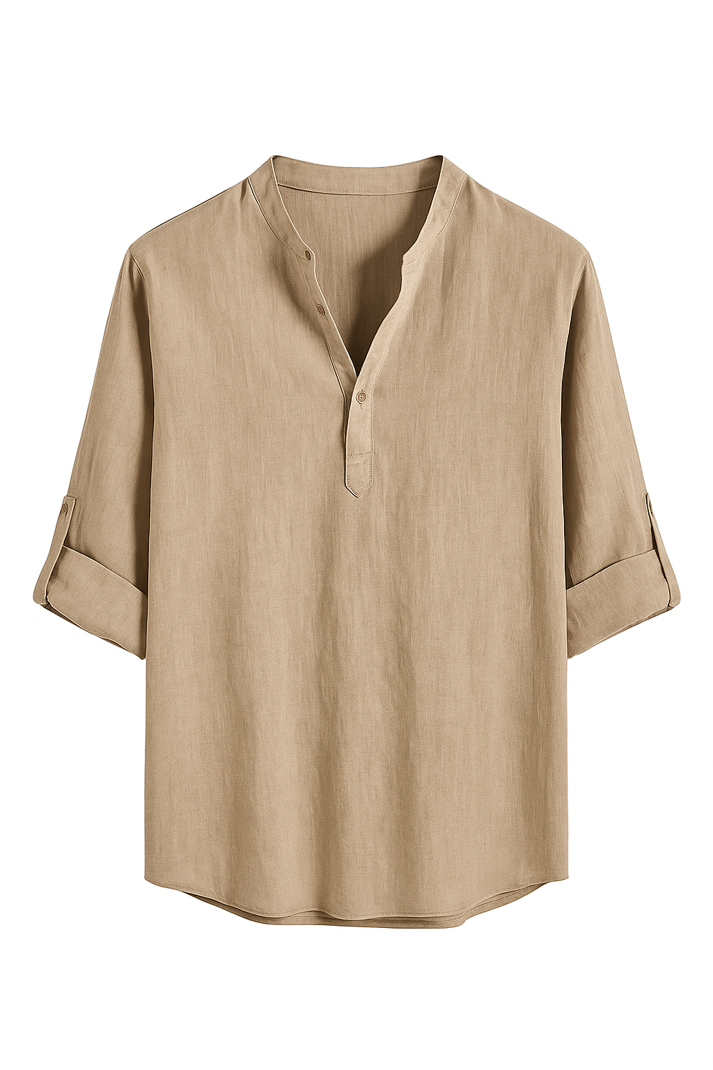 Camisa Henley Beach masculina manga longa de algodão