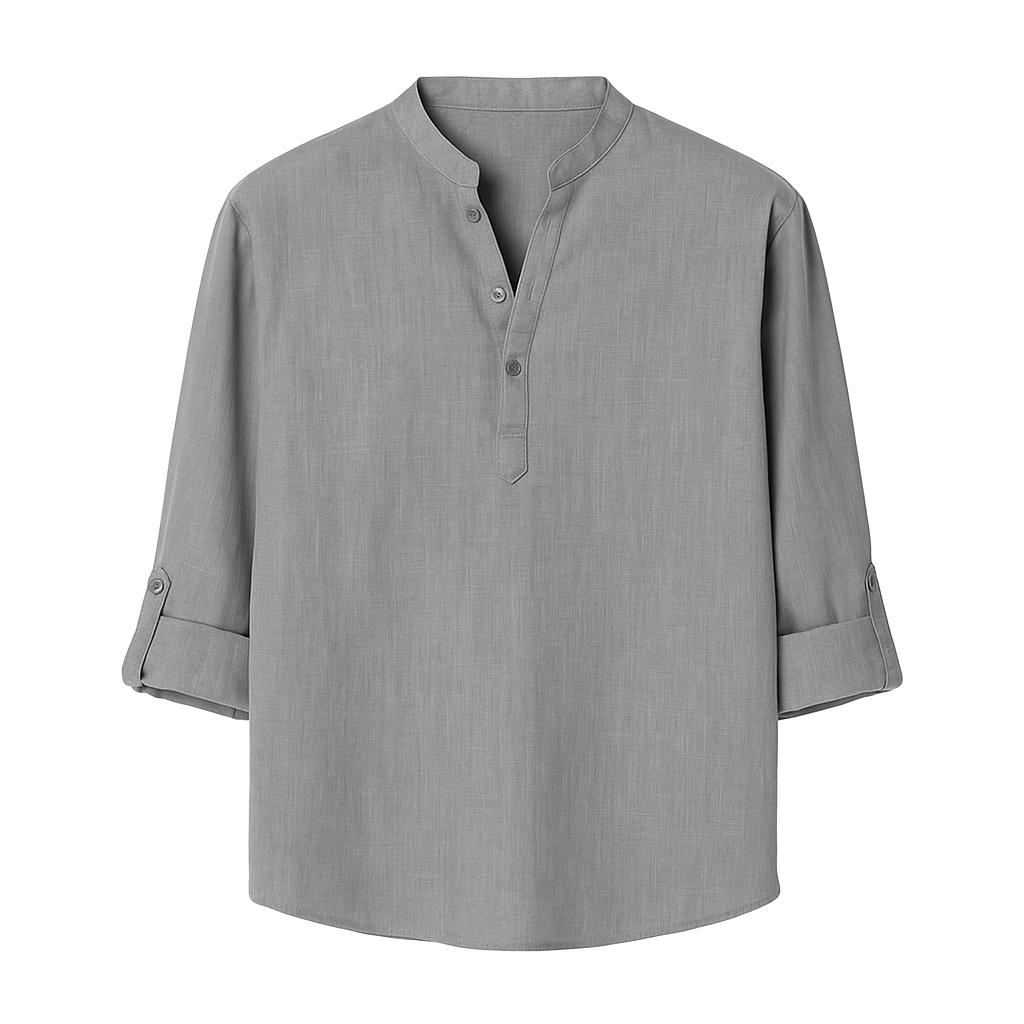 Camisa Henley Beach masculina manga longa de algodão