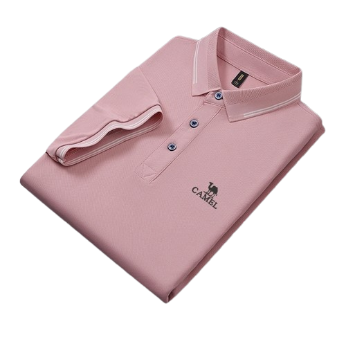 Polo camel manga curta