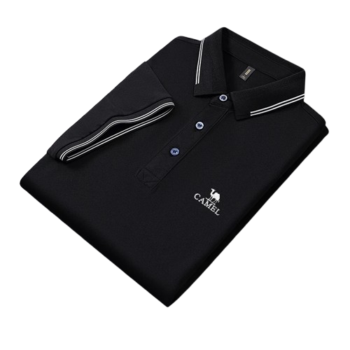 Polo camel manga curta