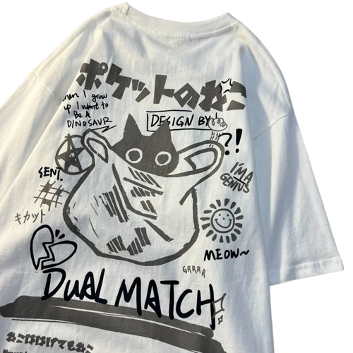 Camiseta feminina gato estampado moda streetwear