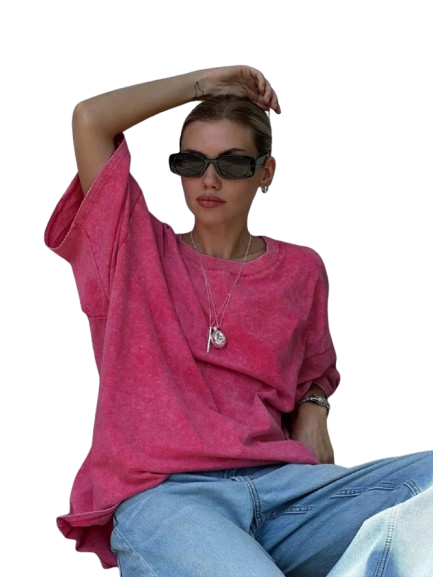 Camiseta oversized feminina de algodão retrô vintage