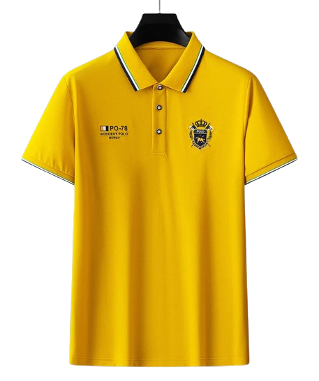 Polo masculina bordada de algodão com logo