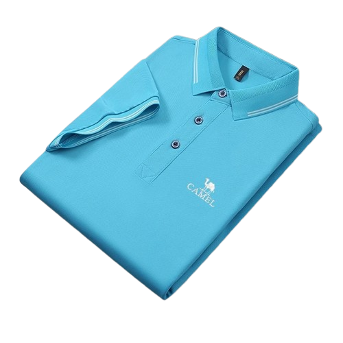 Polo camel manga curta