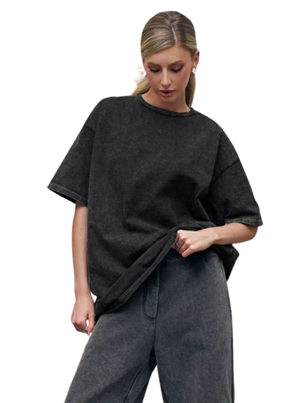 Camiseta oversized feminina de algodão retrô vintage