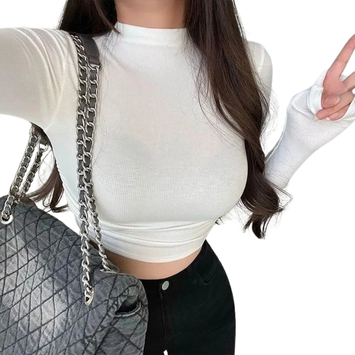 Camiseta de gola alta feminina