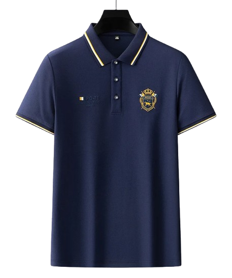 Polo masculina bordada de algodão com logo