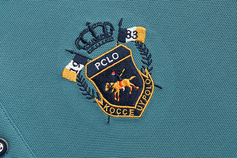 Polo masculina bordada de algodão com logo
