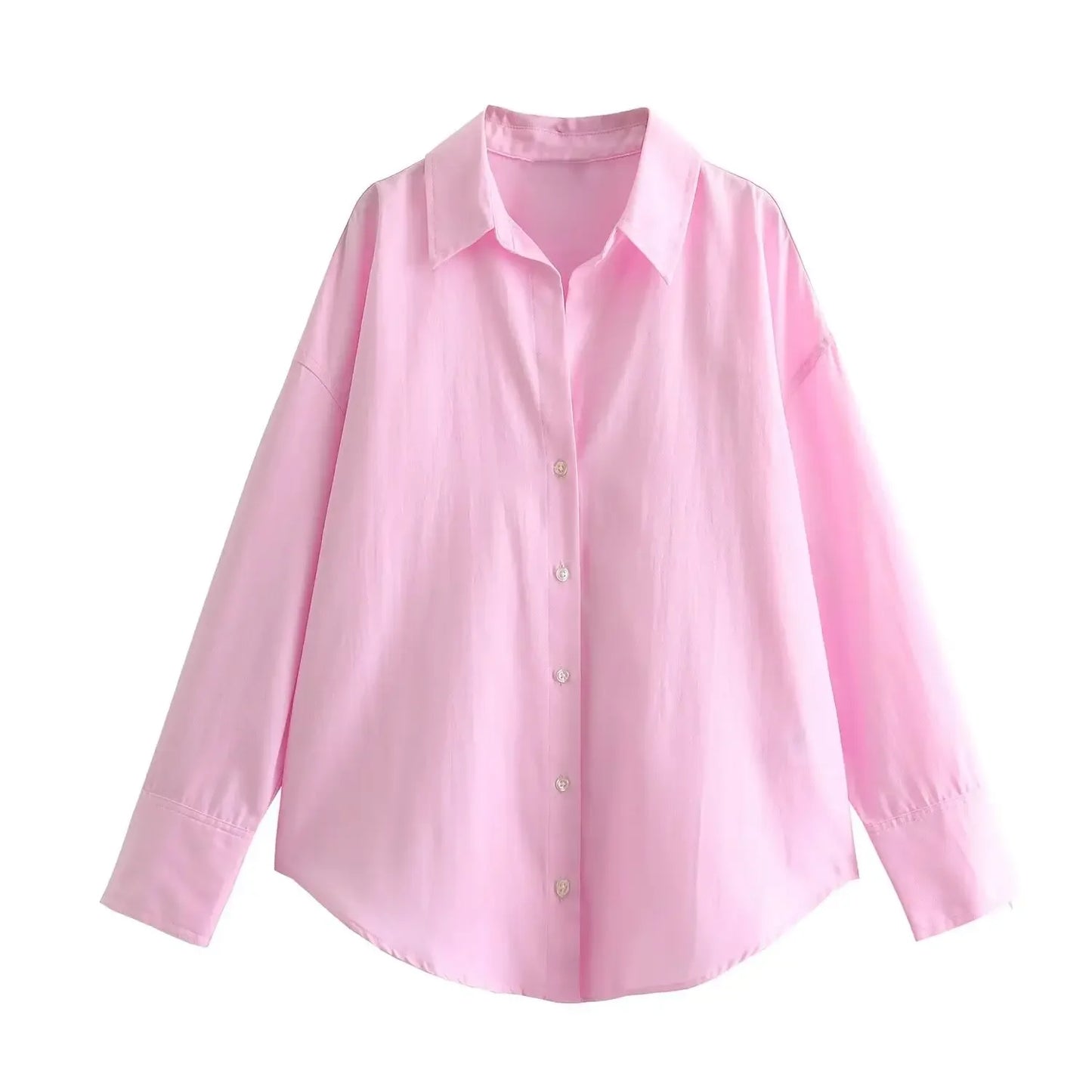 Camisa social feminina oxford lapela de algodão