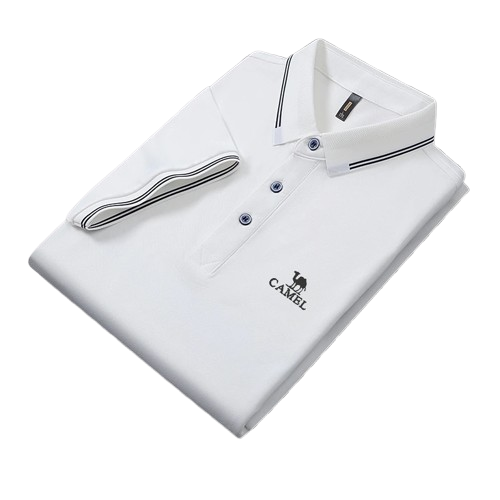 Polo camel manga curta