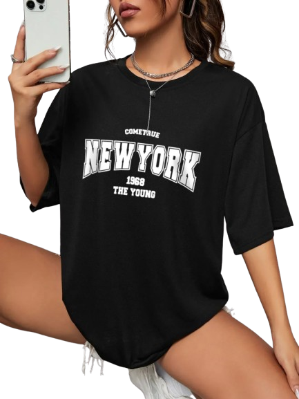 Camiseta feminina oversize new york