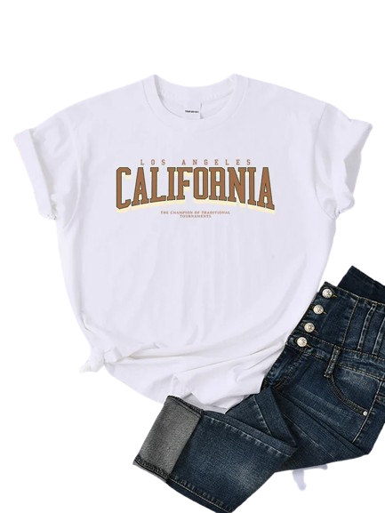 Camiseta feminina los angeles california moda streetwear