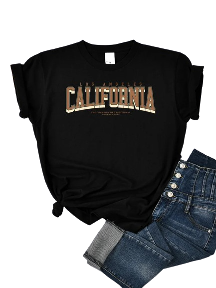 Camiseta feminina los angeles california moda streetwear