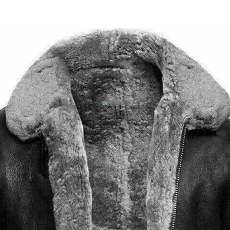 Jaqueta de couro masculina com pelúcia