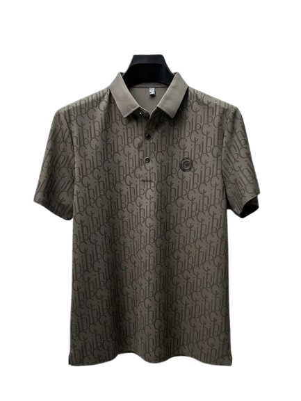 Polo de manga curta com logo em relevo
