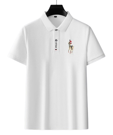 Polo de manga curta com logo de cavalo