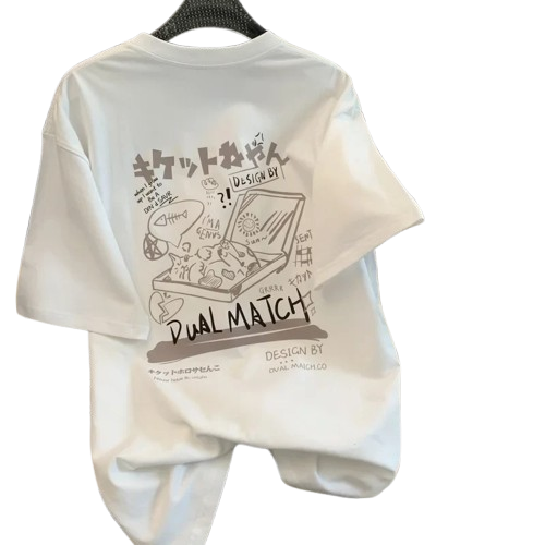 Camiseta feminina gato estampado moda streetwear