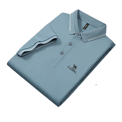 Polo camel manga curta