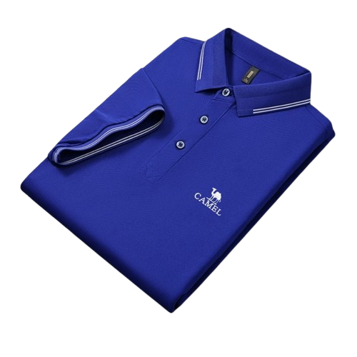 Polo camel manga curta