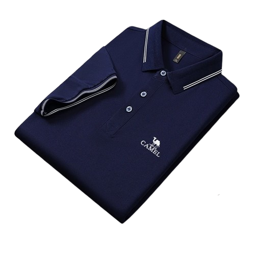 Polo camel manga curta