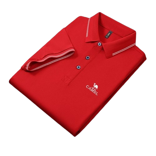 Polo camel manga curta