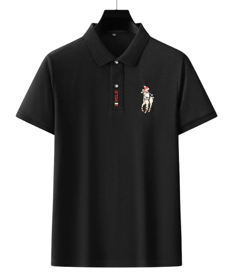 Polo de manga curta com logo de cavalo