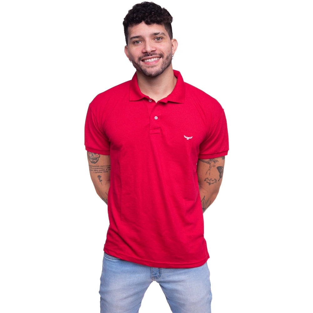 Polo básica masculina bordada