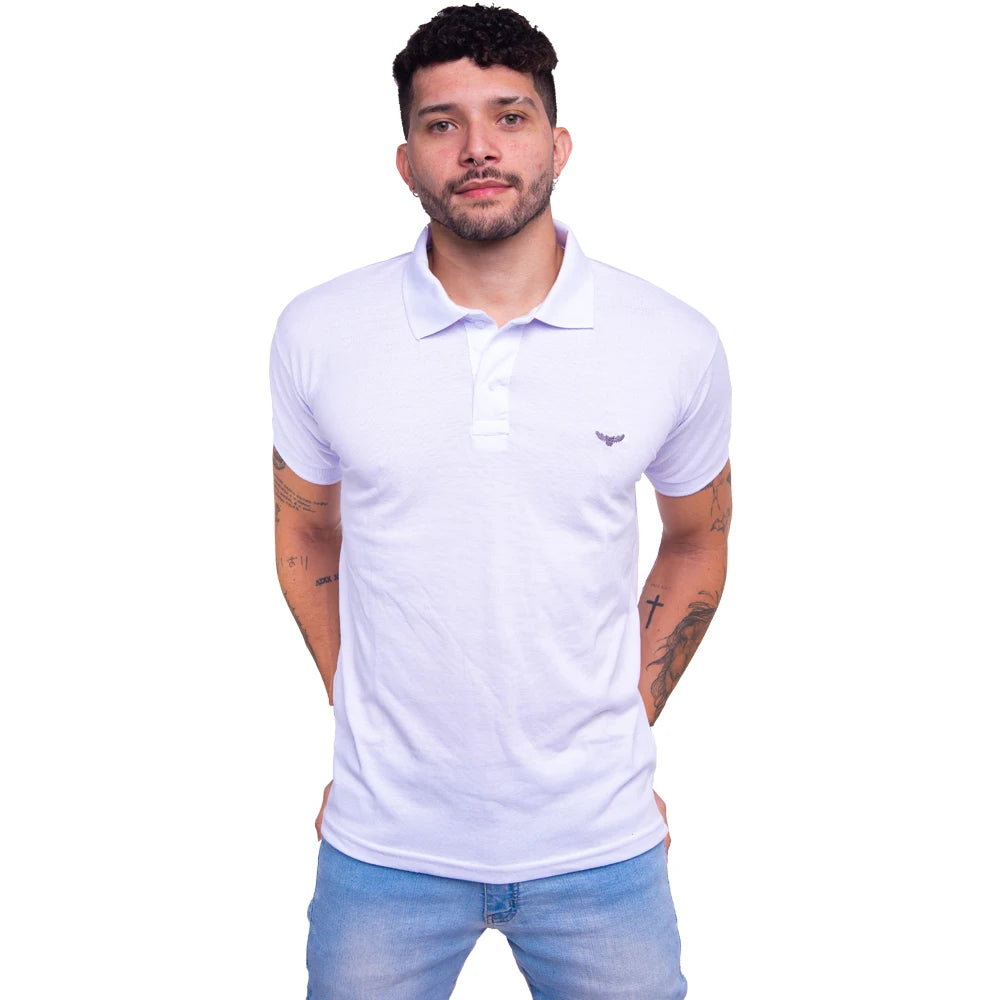 Polo básica masculina bordada