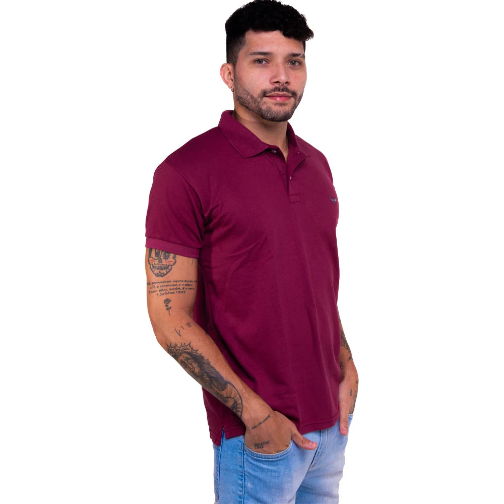 Polo básica masculina bordada
