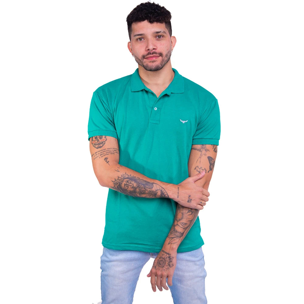 Polo básica masculina bordada
