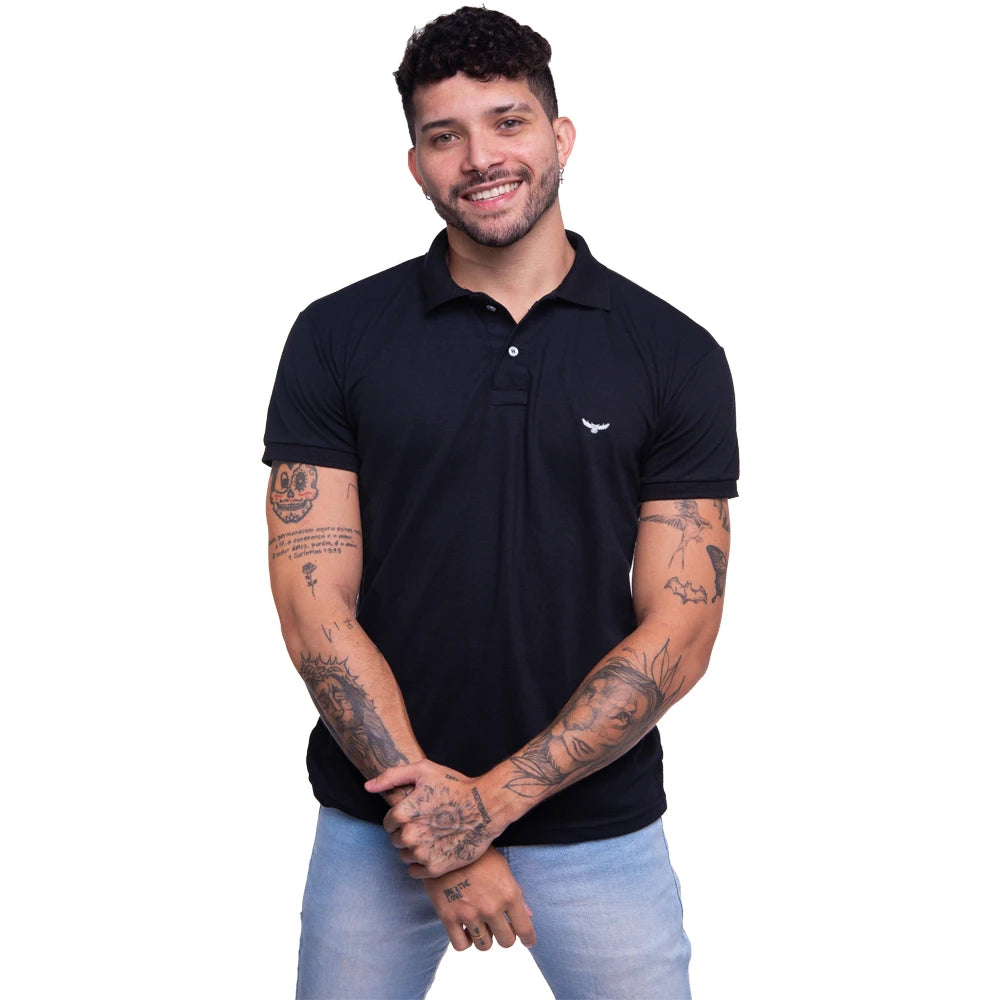 Polo básica masculina bordada