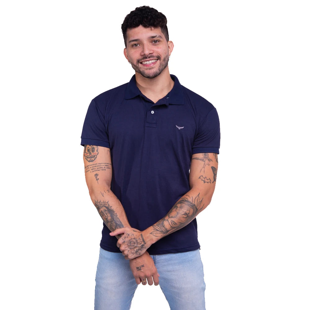 Polo básica masculina bordada